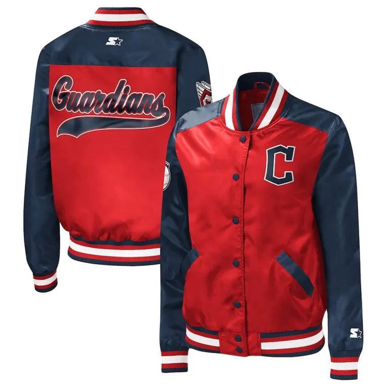 Cleveland Guardians The Legend Full-Snap Red/Blue Satin Men's Jacket