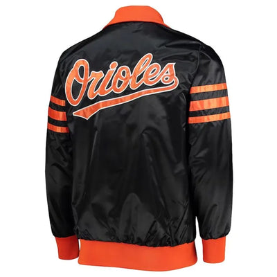 Baltimore Orioles The Captain II Black Satin Full-Zip Men's Bomber Jacket