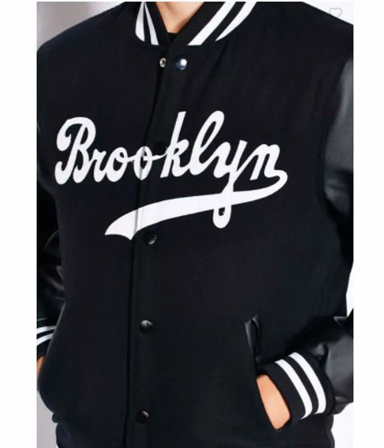 Brooklyn Dodgers Black Wool & Leather Sleeves Letterman Men's Jacket