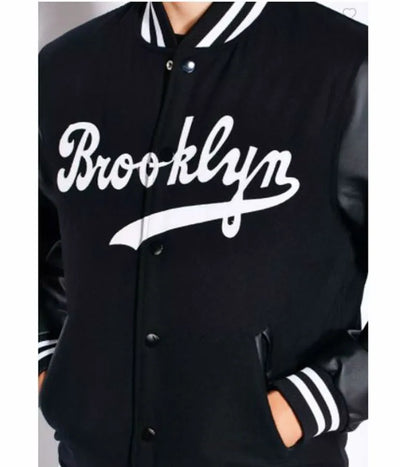 Brooklyn Dodgers Black Wool & Leather Sleeves Letterman Men's Jacket