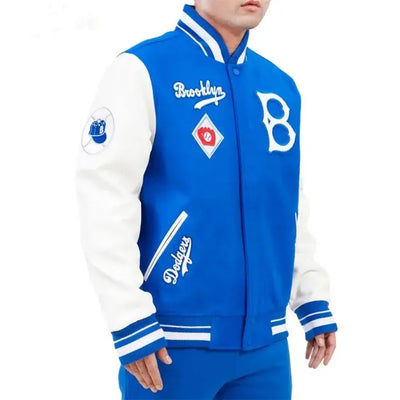 Brooklyn Dodgers Retro Classic Royal Blue Wool & White Leather Sleeves Varsity Men's Jacket