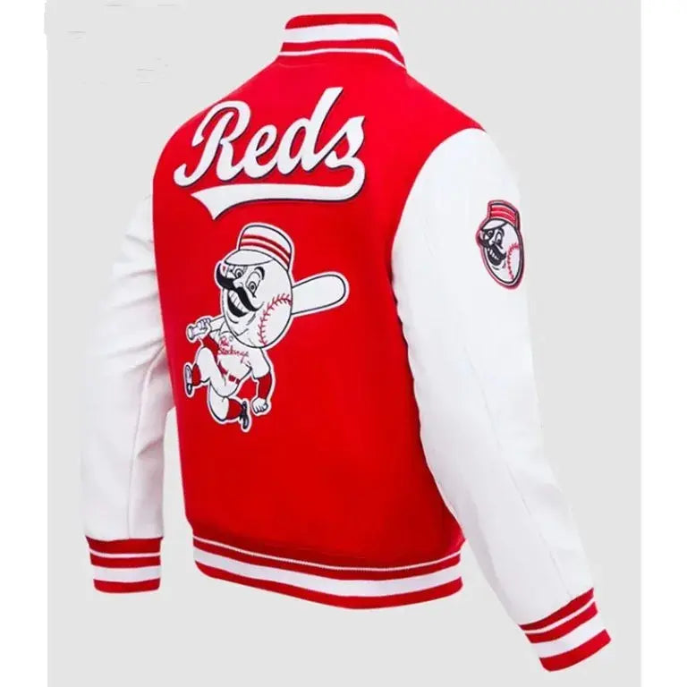 Cincinnati Reds Retro Classic Red & White Varsity Wool & Leather Men's Jacket