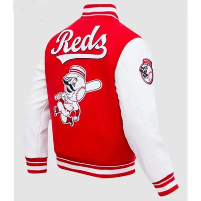 Cincinnati Reds Retro Classic Red & White Varsity Wool & Leather Men's Jacket