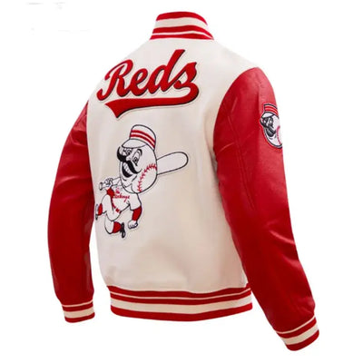 Cincinnati Reds Retro Classic Red/White Varsity Wool/Leather Men's Jacket