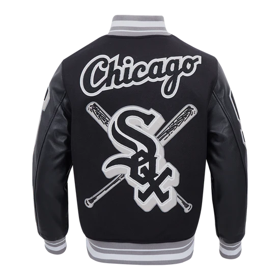 Chicago White Sox Mashup Black Wool & Leather Varsity Men's Jacket
