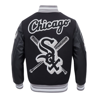 Chicago White Sox Mashup Black Wool & Leather Varsity Men's Jacket