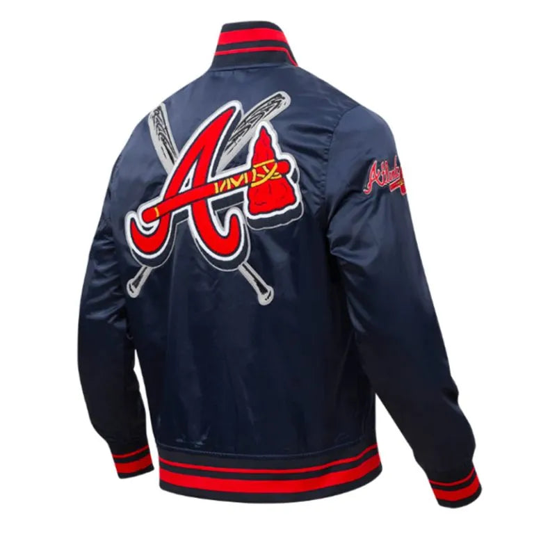 Atlanta Braves Mashup Full-Snap Classic Rib Navy Blue Satin Men's Jacket