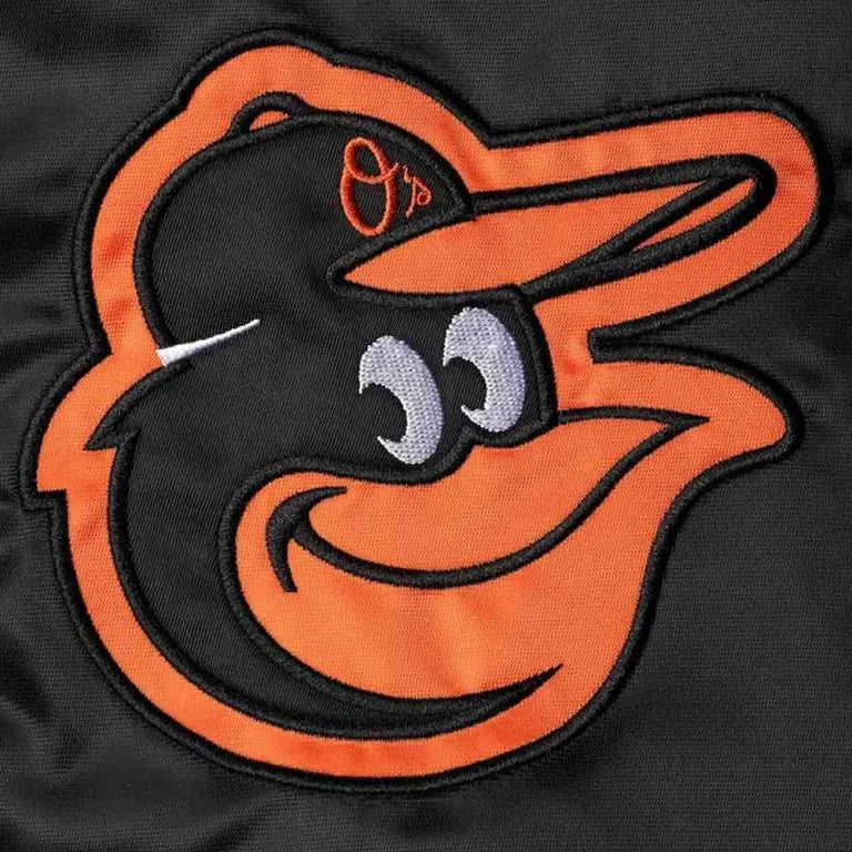 Baltimore Orioles The Captain II Black Satin Full-Zip Men's Bomber Jacket
