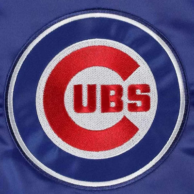 Chicago Cubs Midfield Royal Blue Satin Full-Snap Men's Bomber Jacket