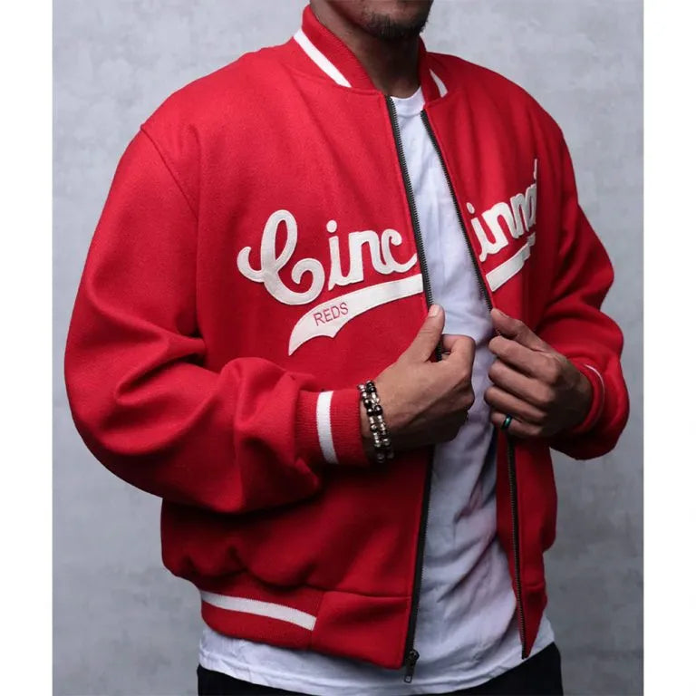 Cincinnati Reds 1969 Full-Zip Varsity Red Wool Men's Jacket