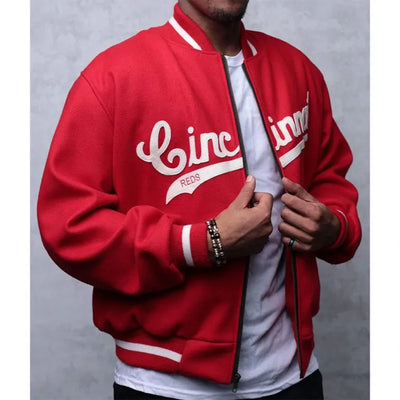 Cincinnati Reds 1969 Full-Zip Varsity Red Wool Men's Jacket