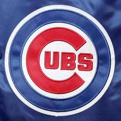 Chicago Cubs Reliever Full-Snap Varsity Royal Blue & Red Satin Men's Jacket