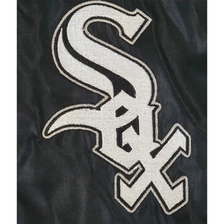 Chicago White Sox 90s Full-Snap Bomber Black Satin Men's Jacket