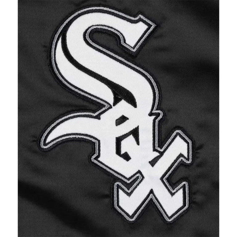 Chicago White Sox Midfield Varsity Full-Snap Black Satin Men's Jacket