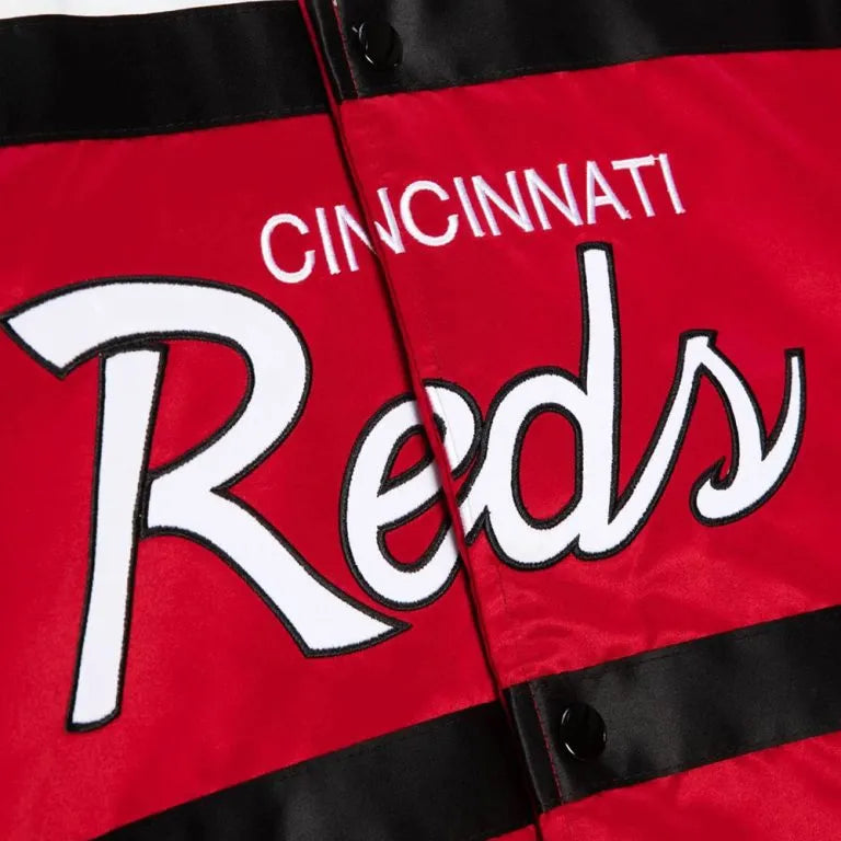 Cincinnati Reds Special Script Full-Snap Heavyweight Red Satin Varsity Men's Jacket