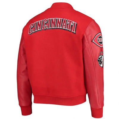 Cincinnati Reds Letterman Red Wool & Leather Sleeves Men's Varsity Jacket