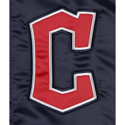 Cleveland Guardians Midfield Full-Snap Navy Satin Varsity Men's Jacket