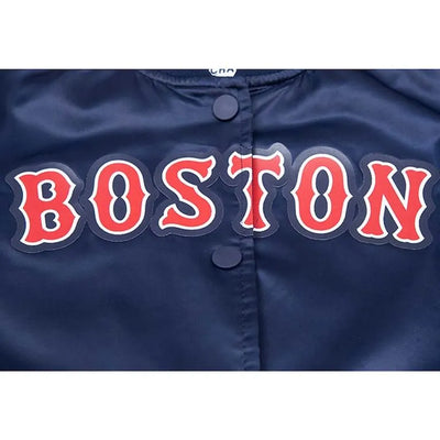 Boston Red Sox Navy Blue Satin Full-Snap Bomber Men's Jacket