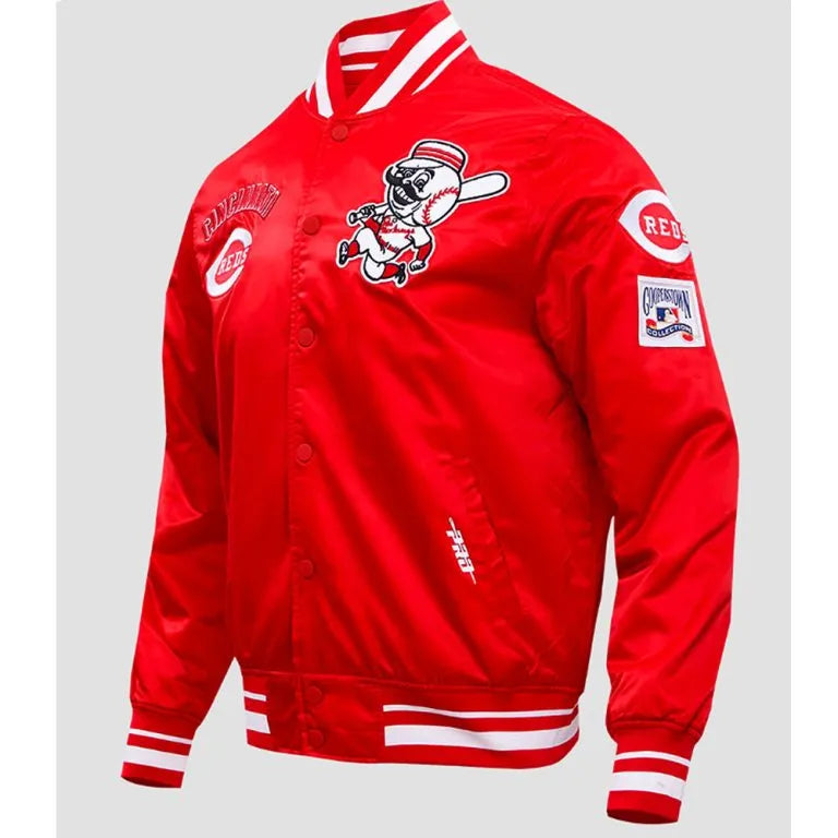 Cincinnati Reds Retro Classic Rib Red Satin Men's Jacket