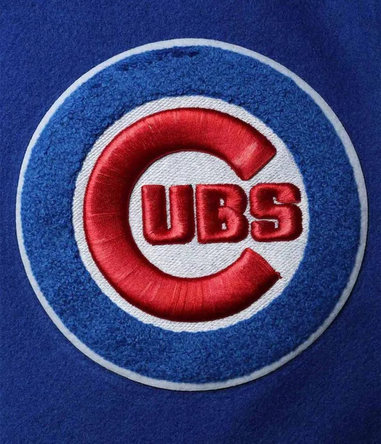 Chicago Cubs Full-Zip Royal Blue Wool & White Leather Sleeves Varsity Men's Jacket