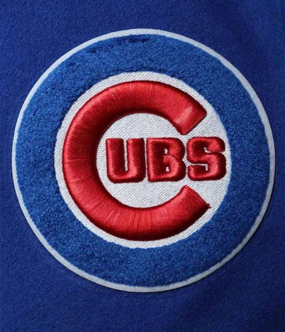Chicago Cubs Full-Zip Royal Blue Wool & White Leather Sleeves Varsity Men's Jacket