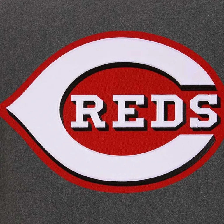 Cincinnati Reds Varsity charcoal Wool & Black Leather Sleeves Men's Jacket