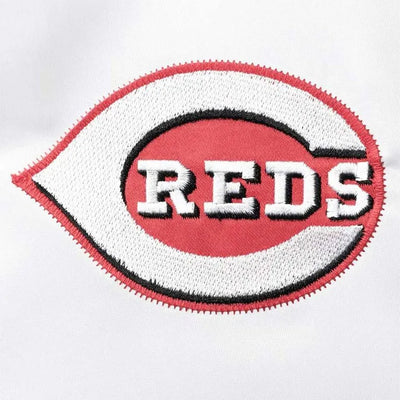 Cincinnati Reds Varsity Full-Snap White/Black Satin Men's Jacket