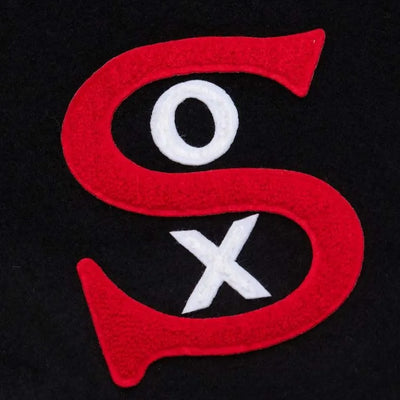 Chicago White Sox Black Out Wool/Leather Full-Snap Varsity Men's Jacket
