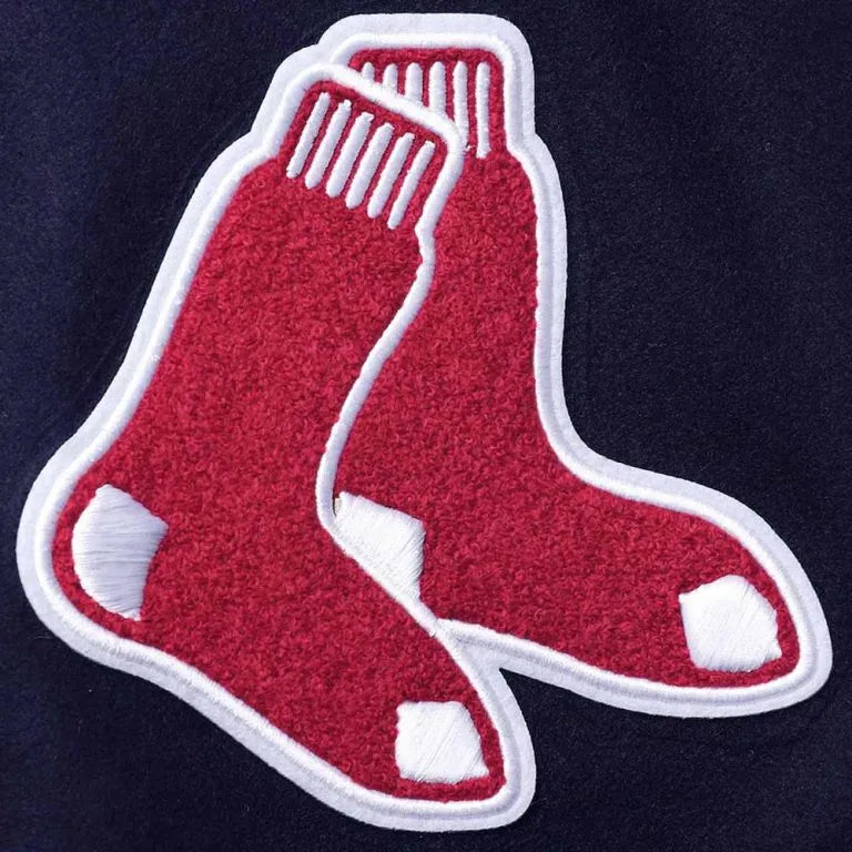Boston Red Sox Navy Blue Wool & White Leather Sleeves Varsity Men's Jacket