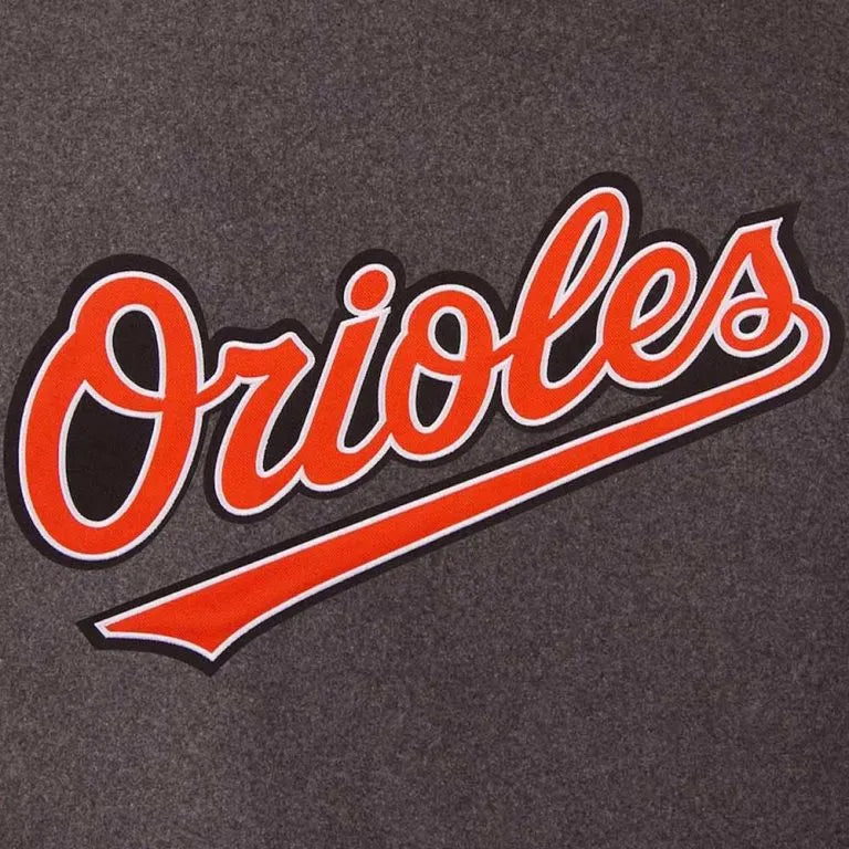 Baltimore Orioles Charcoal Wool & Black Leather Sleeves Varsity Men's Jacket