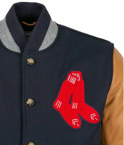 1938 Boston Red Sox Navy Blue Wool and Brown Leather Sleeves Varsity Men's Jacket
