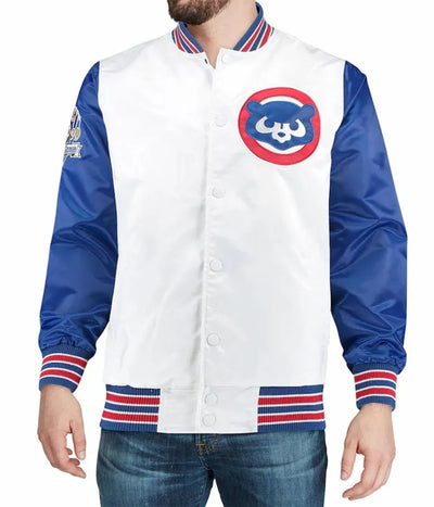 Starter Chicago Cubs The Legend Varsity White and Royal Blue Satin Men's Jacket