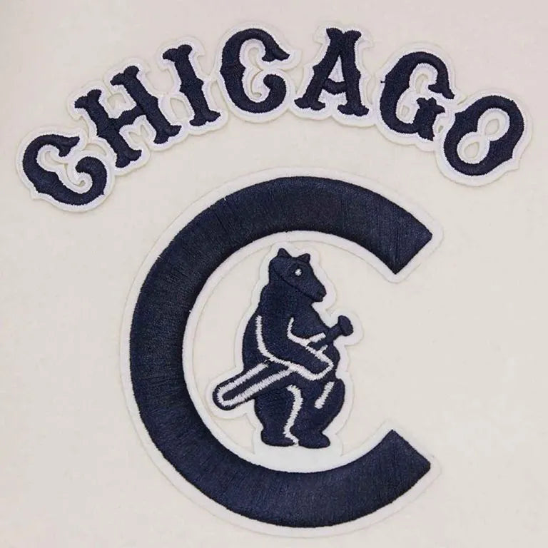Chicago Cubs White Wool & Black Leather Sleeves Varsity Men's Jacket