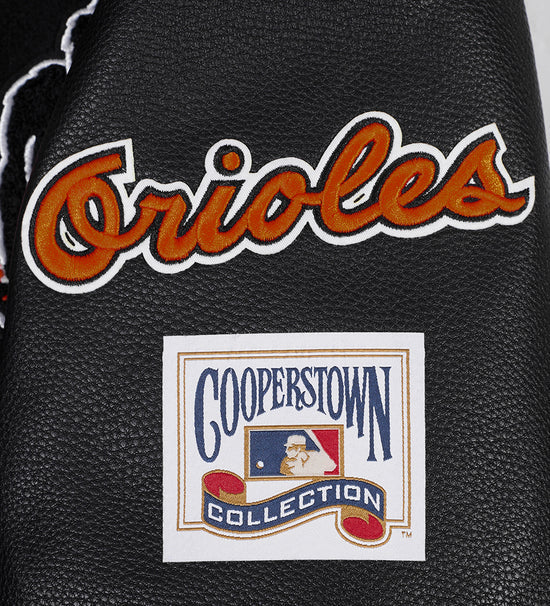 Baltimore Orioles Retro Classic Rib Black Wool & Leather Sleeves Varsity Men's Jacket