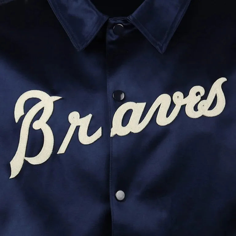 Atlanta Braves 1968 Navy Full-Snap Satin Men's Windbreaker Bomber Jacket