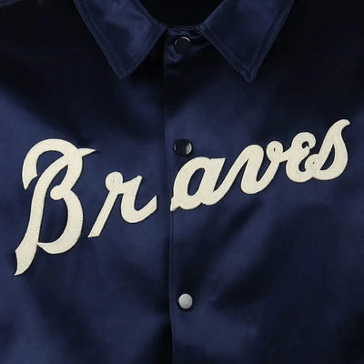 Atlanta Braves 1968 Navy Full-Snap Satin Men's Windbreaker Bomber Jacket