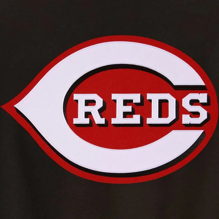 Cincinnati Reds Black Wool & Leather Sleeves Varsity Men's Jacket