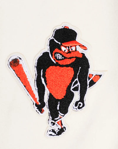 Baltimore Orioles Retro Classic Rib White Wool & Black Leather Sleeves Varsity Men's Jacket