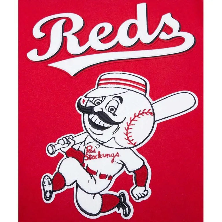 Cincinnati Reds Retro Classic Red & White Varsity Wool & Leather Men's Jacket