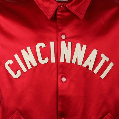 Cincinnati Reds 1955 Full-Snap Red Satin Windbreaker Men's Jacket