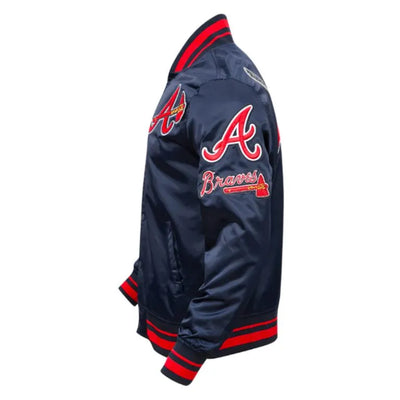 Atlanta Braves Mashup Full-Snap Classic Rib Navy Blue Satin Men's Jacket