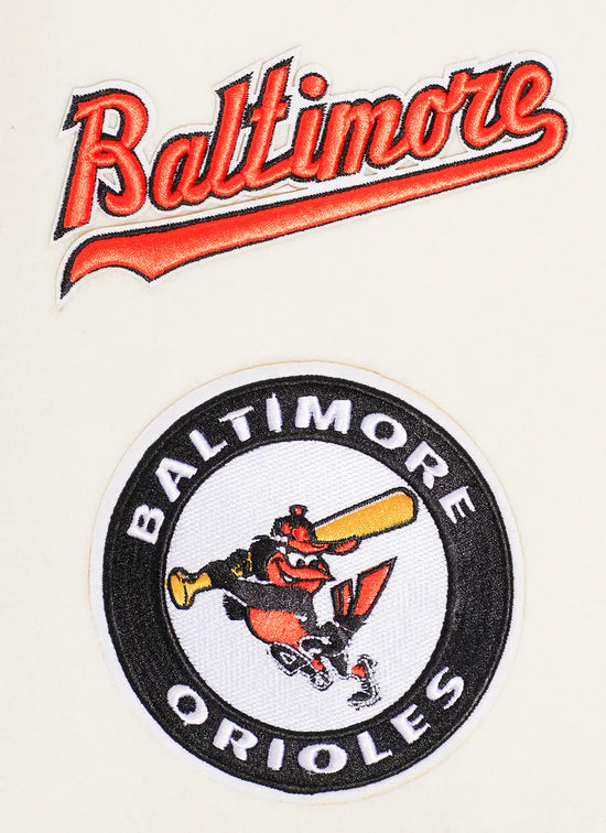 Baltimore Orioles Retro Classic Rib White Wool & Black Leather Sleeves Varsity Men's Jacket