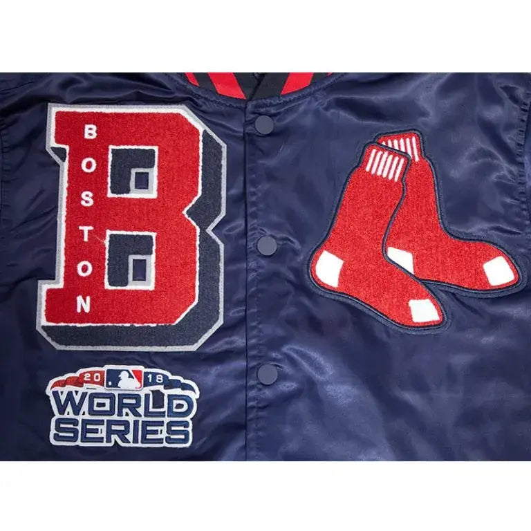 Boston Red Sox Mashup Classic Rib Full-Snap Navy Blue Satin Men's Jacket