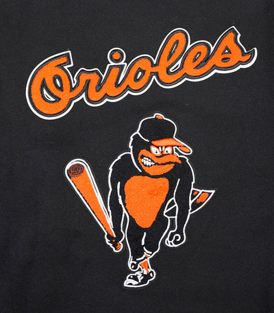 Baltimore Orioles Retro Classic Rib Black Wool & Leather Sleeves Varsity Men's Jacket