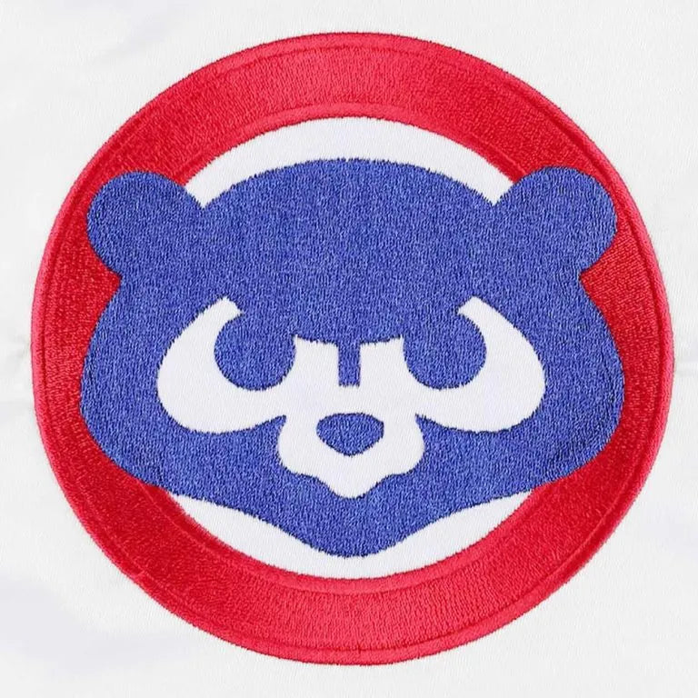 Chicago Cubs Power Forward Full-Snap Varsity White Satin Men's Jacket