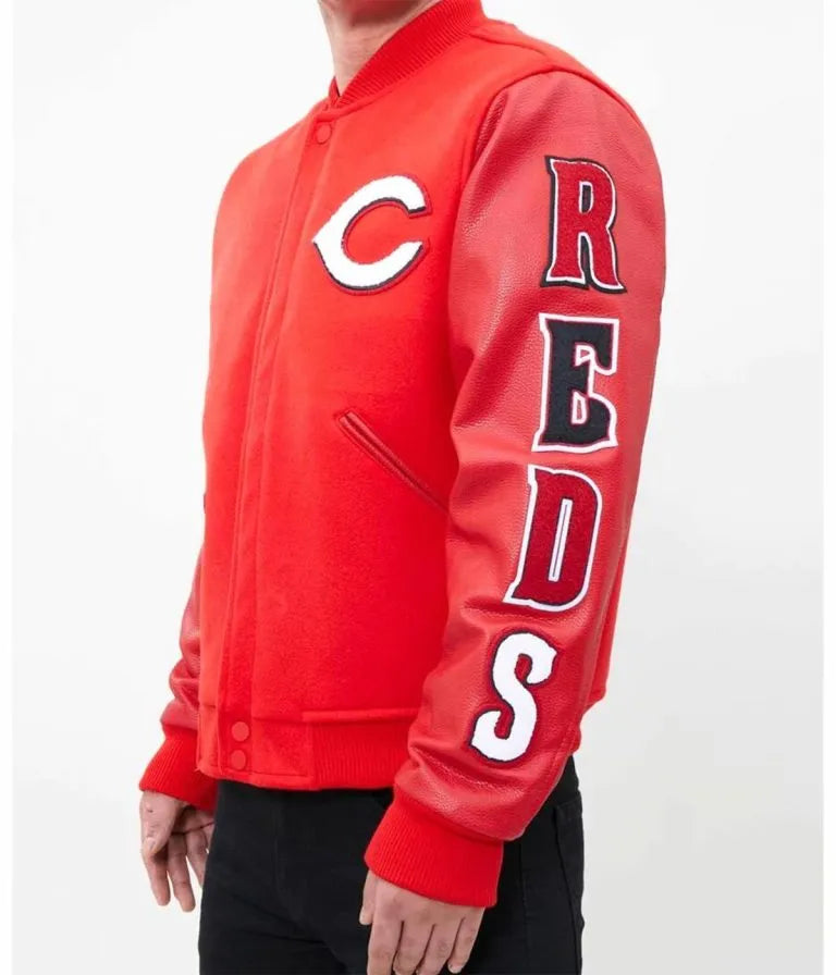 Cincinnati Reds Letterman Red Wool & Leather Sleeves Men's Varsity Jacket