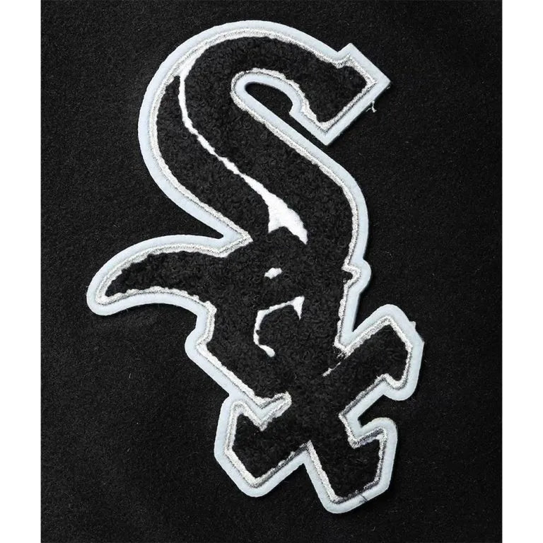 Chicago White Sox Letterman Black Wool & White Leather Sleeves Men's Jacket