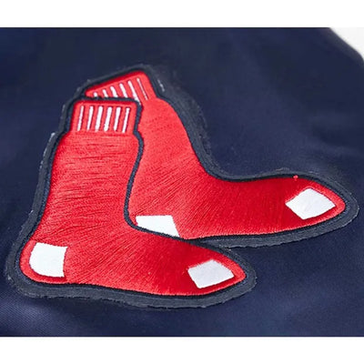 Boston Red Sox Navy Blue Satin Full-Snap Bomber Men's Jacket