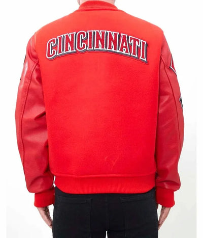 Cincinnati Reds Letterman Red Wool & Leather Sleeves Men's Varsity Jacket