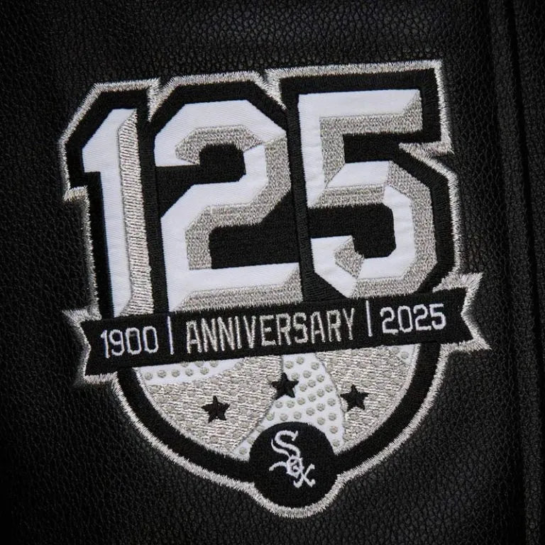 Chicago White Sox Black Out Wool/Leather Full-Snap Varsity Men's Jacket
